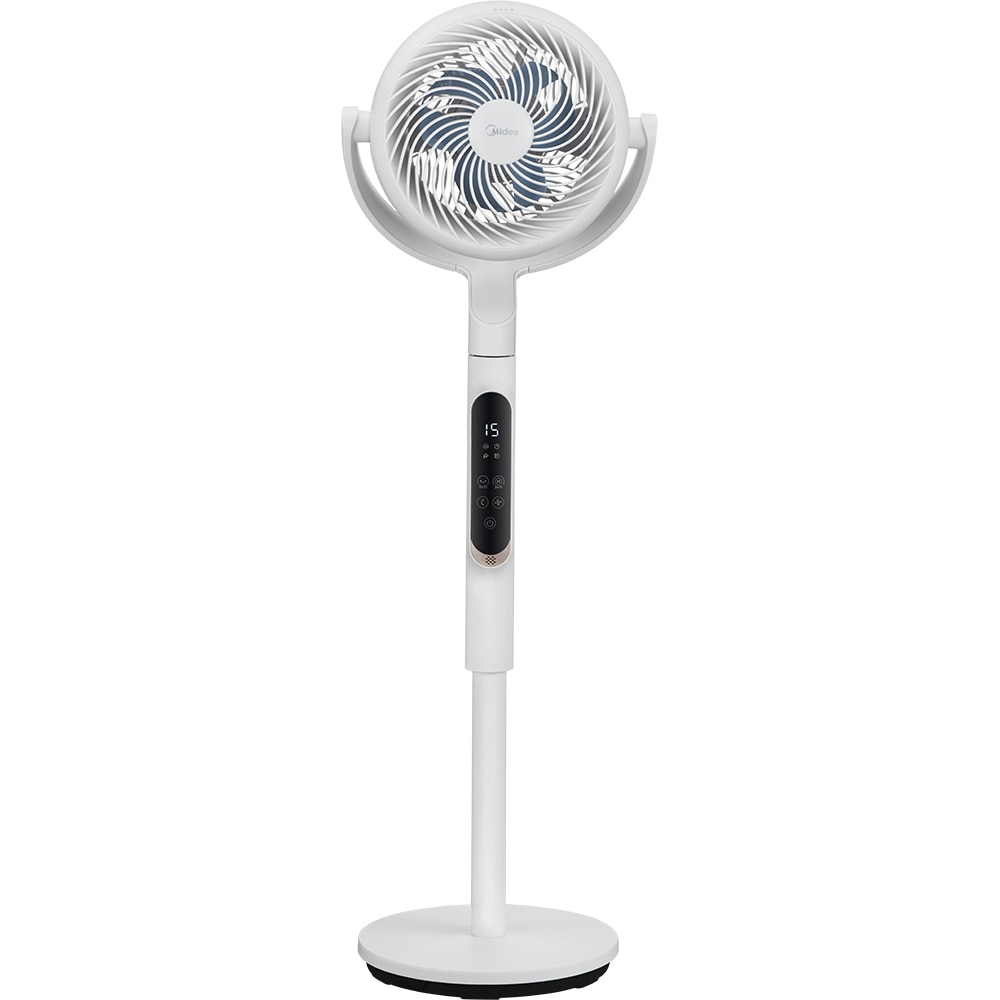 Ventilator cu picior MIDEA MFS242RDDW, 30 cm diametru, sistem Turbo Force cu 8 palete, 10 trepte de viteza, motor DC, 18W, alb
