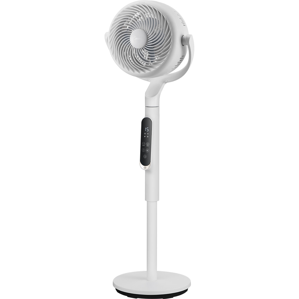 Ventilator cu picior MIDEA MFS242RDDW, 30 cm diametru, sistem Turbo Force cu 8 palete, 10 trepte de viteza, motor DC, 18W, alb