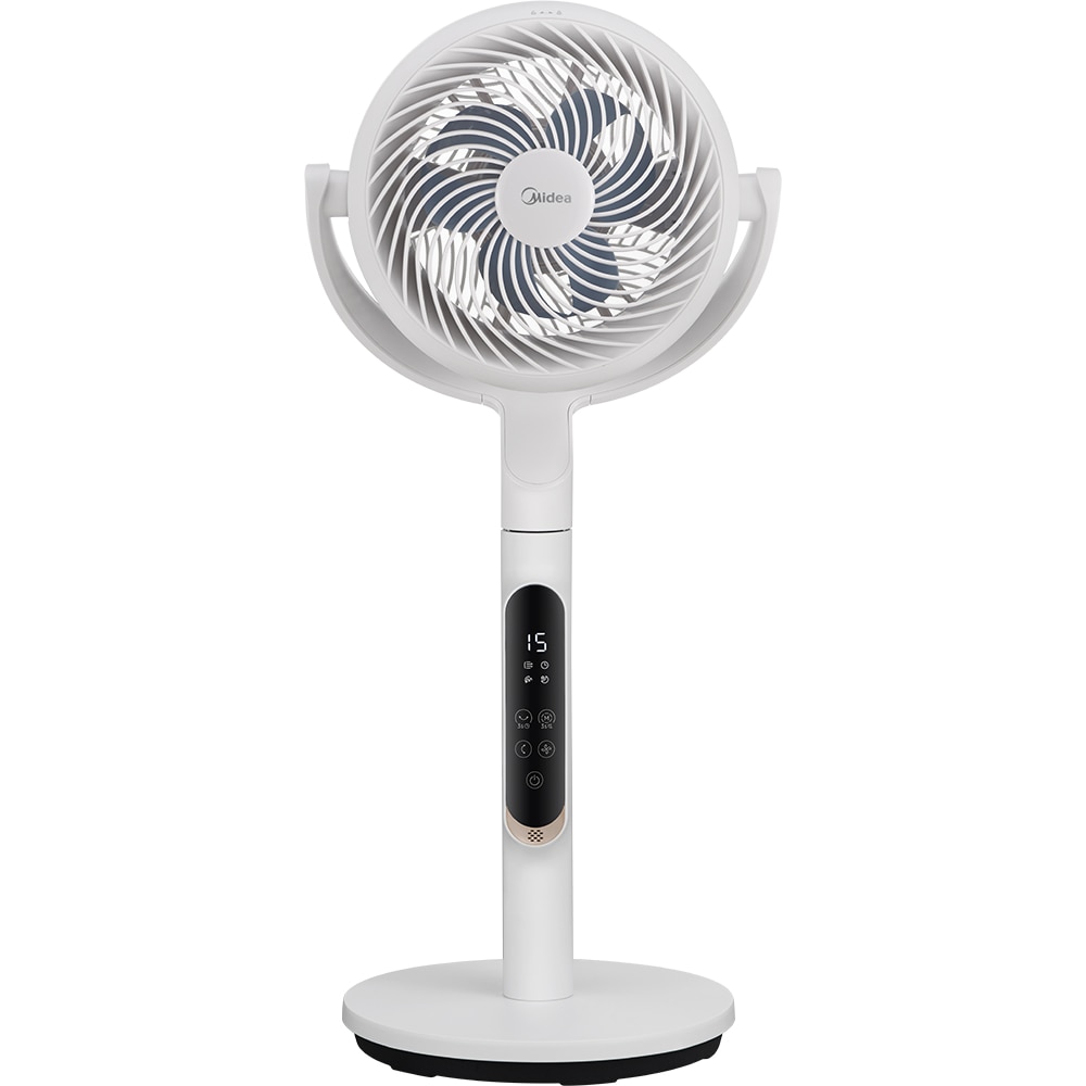 Ventilator cu picior MIDEA MFS242RDDW, 30 cm diametru, sistem Turbo Force cu 8 palete, 10 trepte de viteza, motor DC, 18W, alb