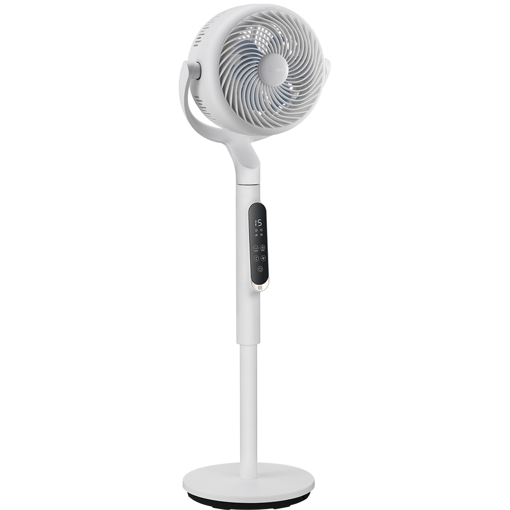 Ventilator cu picior MIDEA MFS242RDDW, 30 cm diametru, sistem Turbo Force cu 8 palete, 10 trepte de viteza, motor DC, 18W, alb