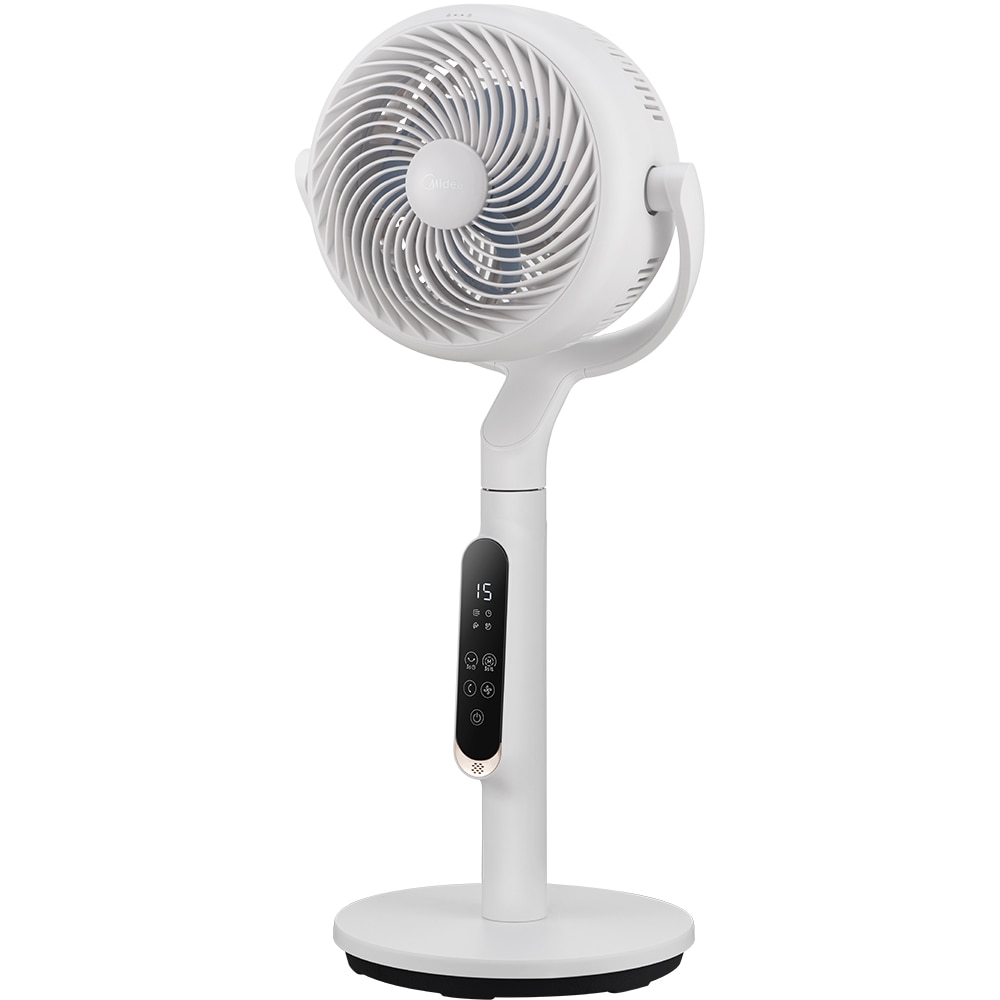 Ventilator cu picior MIDEA MFS242RDDW, 30 cm diametru, sistem Turbo Force cu 8 palete, 10 trepte de viteza, motor DC, 18W, alb