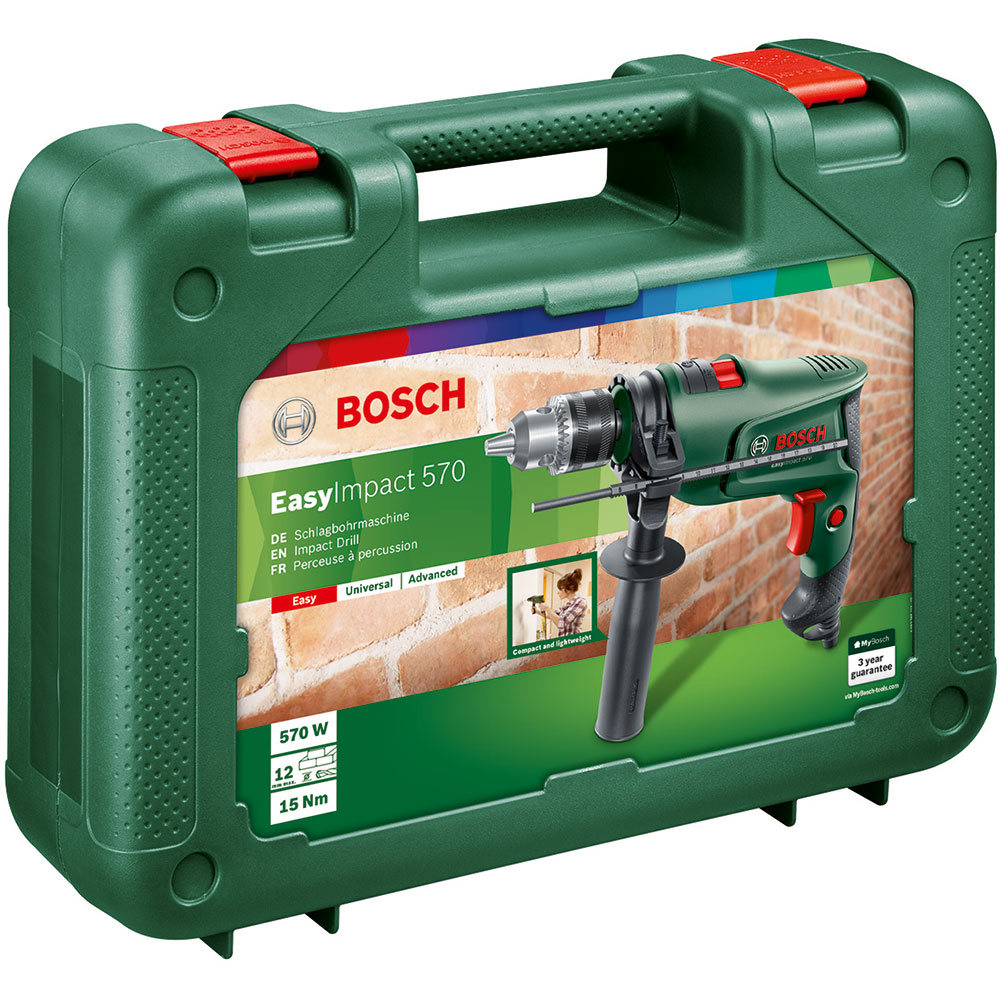 Masina de gaurit cu percutie BOSCH EasyImpact 570, 570W, mandrina Rapida, 3000rpm