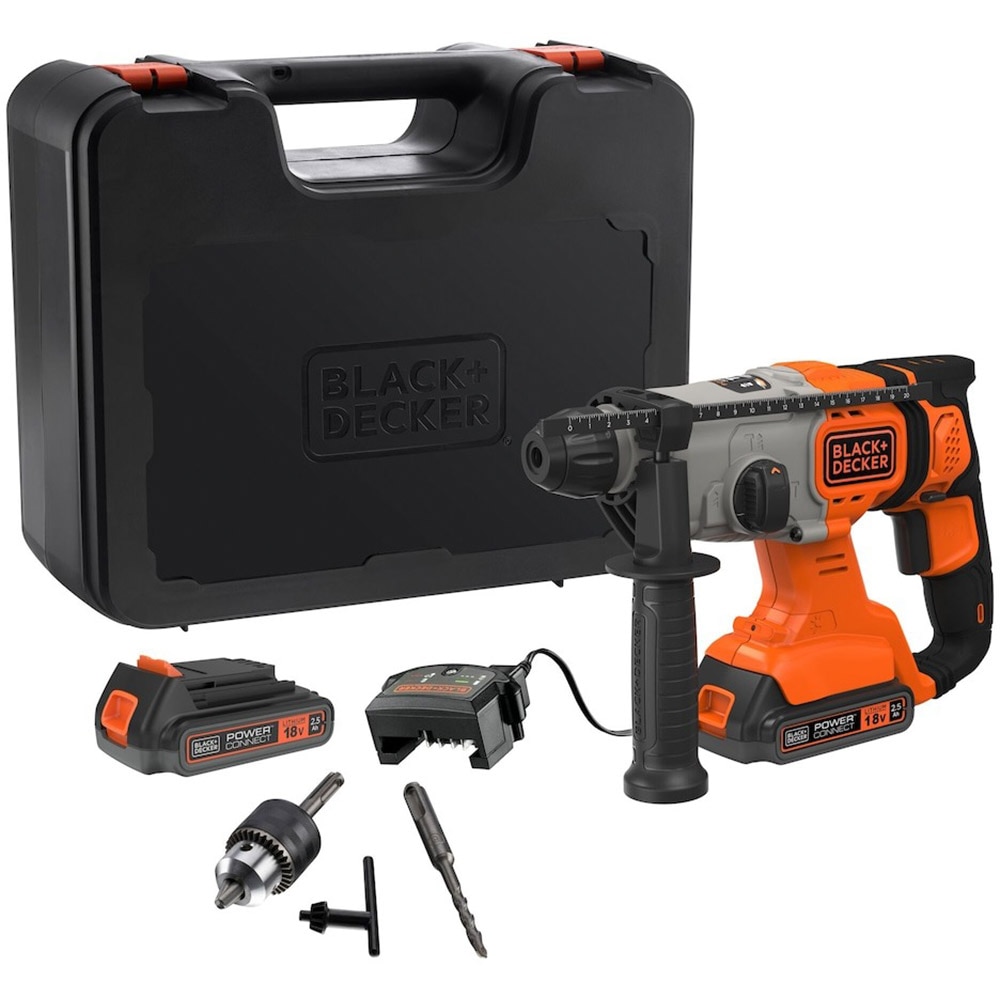Ciocan rotopercutor BLACK&DECKER BCD900E2K QW, 1.2J, 1880rpm, 2 x 2.5 Ah, SDS Plus
