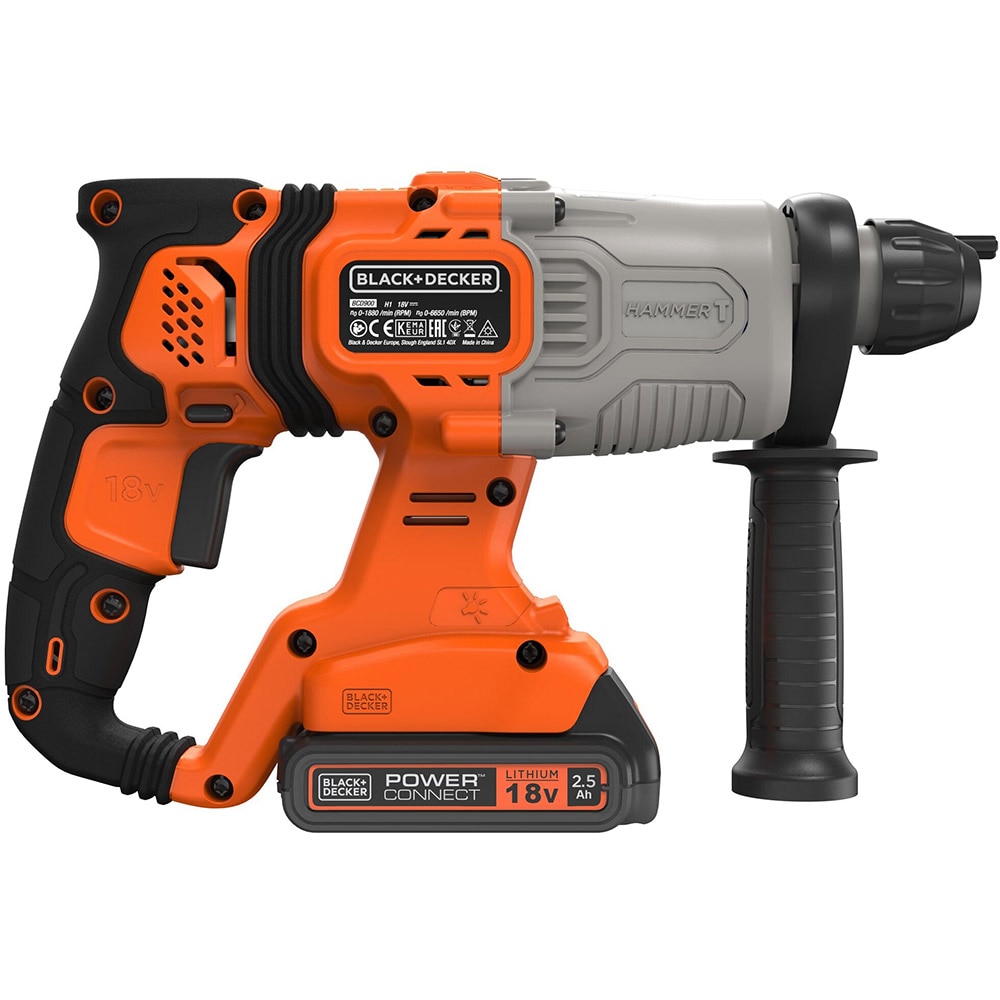 Ciocan rotopercutor BLACK&DECKER BCD900E2K QW, 1.2J, 1880rpm, 2 x 2.5 Ah, SDS Plus