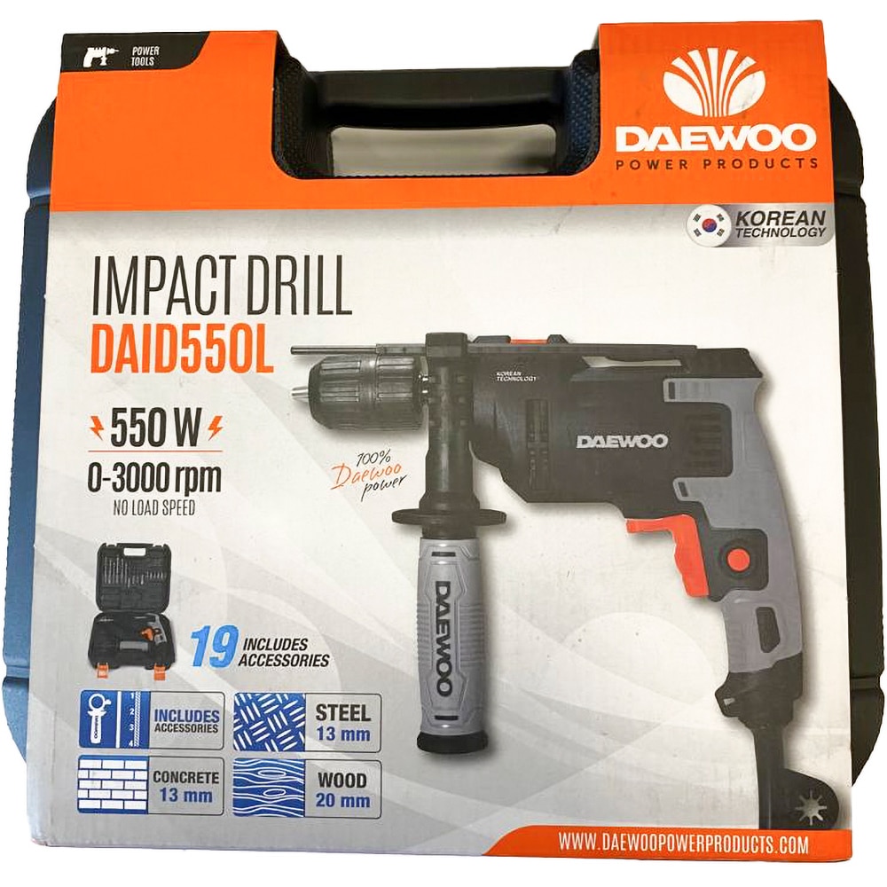 Masina de gaurit (bormasina) DAEWOO DAID550L, 550W, 2700RPM, mandrina cu cheie 13mm