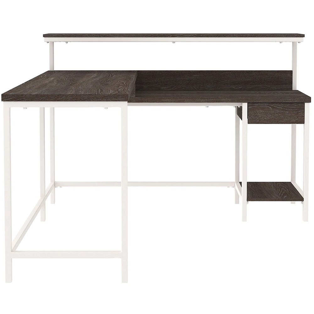 Birou Dorrinson, 140 x 140 x 99 cm, alb-grej