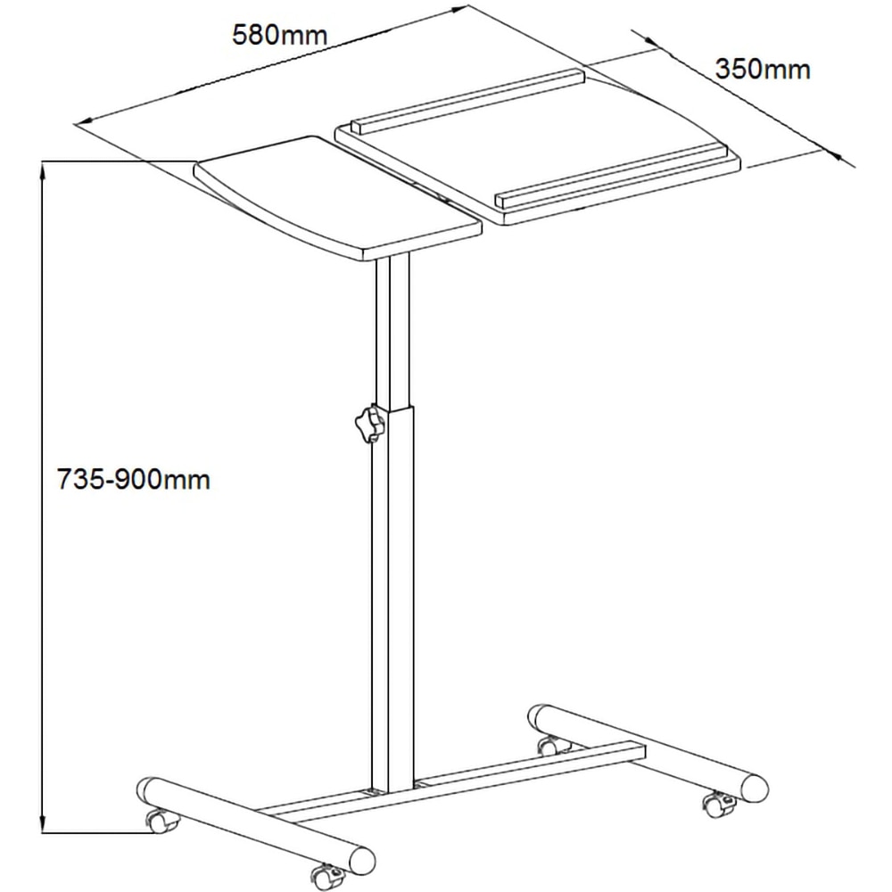 Masa laptop Mala, 58 x 35 x 90 cm, PAL, negru