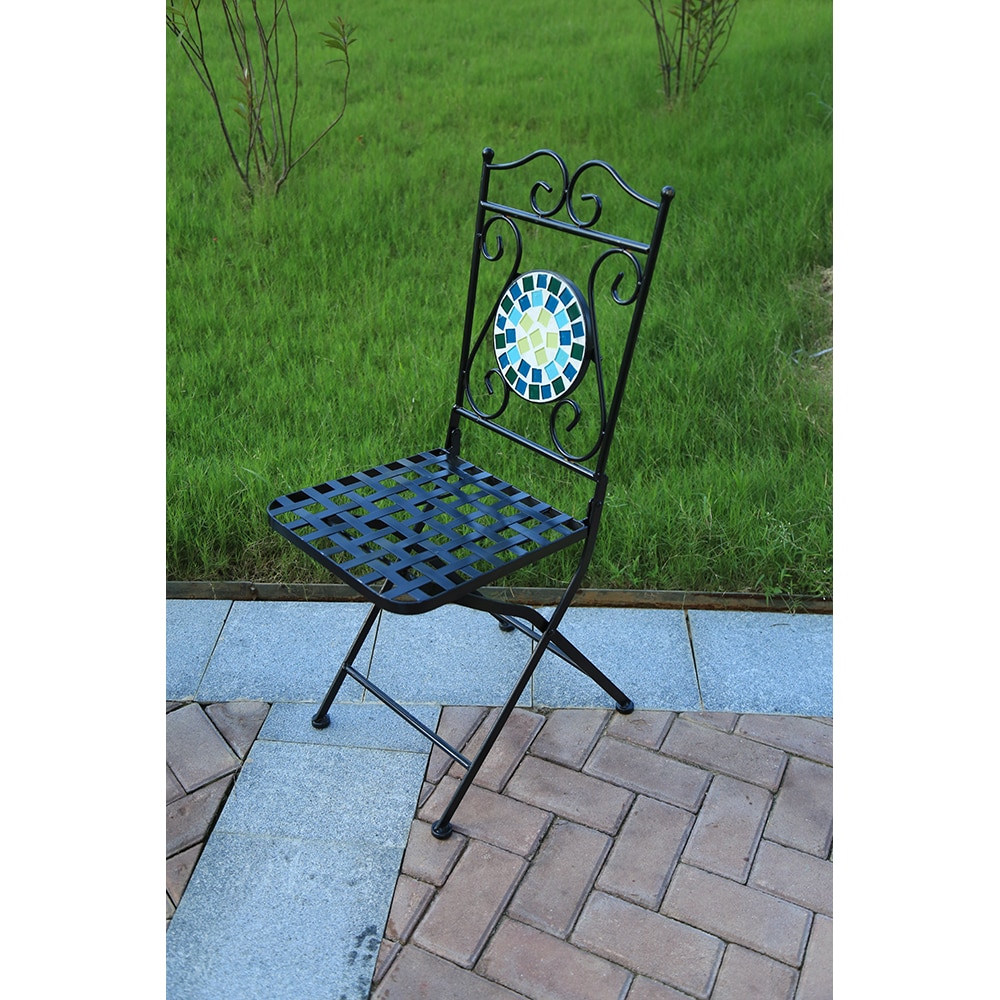 Set mobilier gradina MYRIA Bistro Mosaic Star, 3 piese, negru-albastru