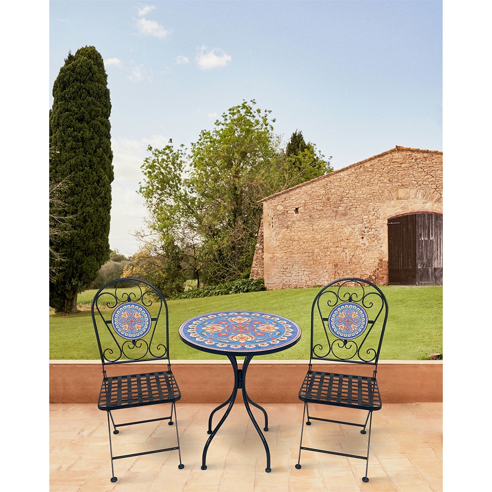 Set mobilier gradina MYRIA Bistro Mosaic Star, 3 piese, multicolor