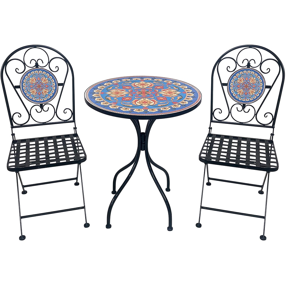 Set mobilier gradina MYRIA Bistro Mosaic Star, 3 piese, multicolor