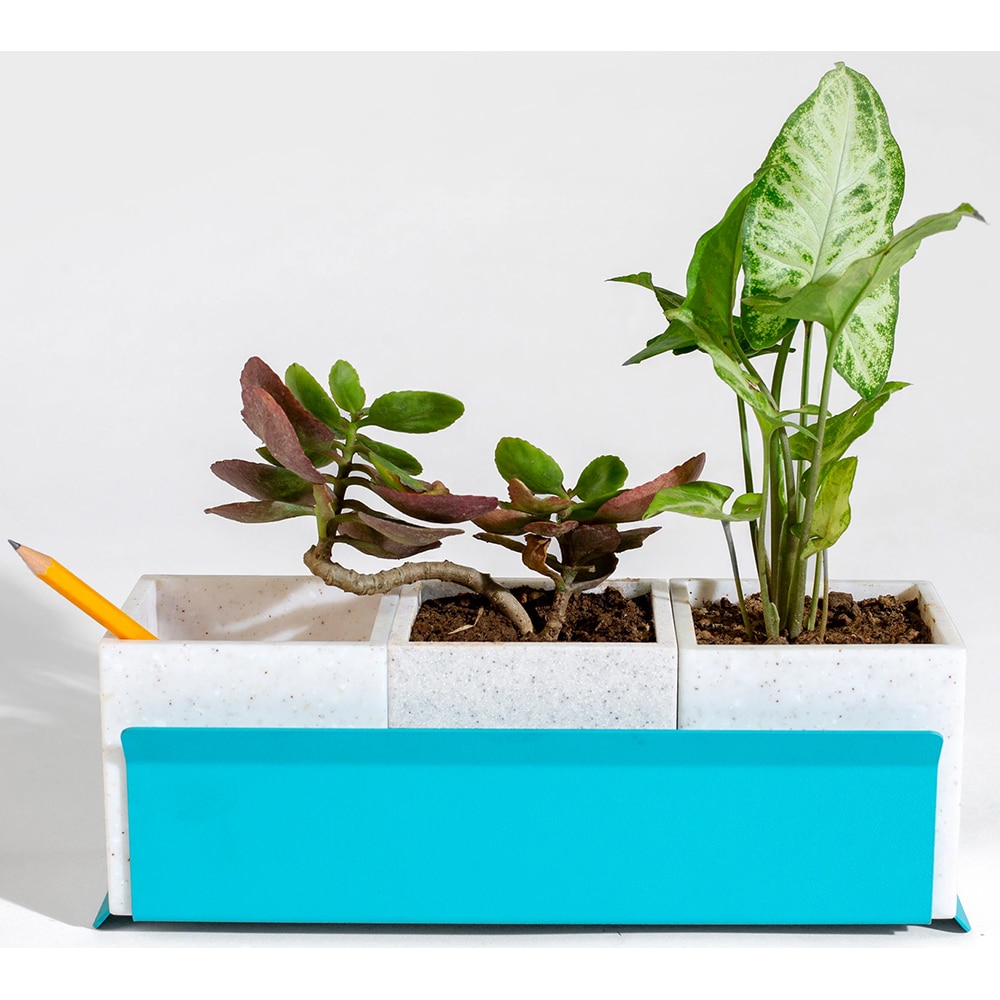 Suport ghiveci flori SPIN Fliss, 28.5 x 11 x 9 cm, albastru