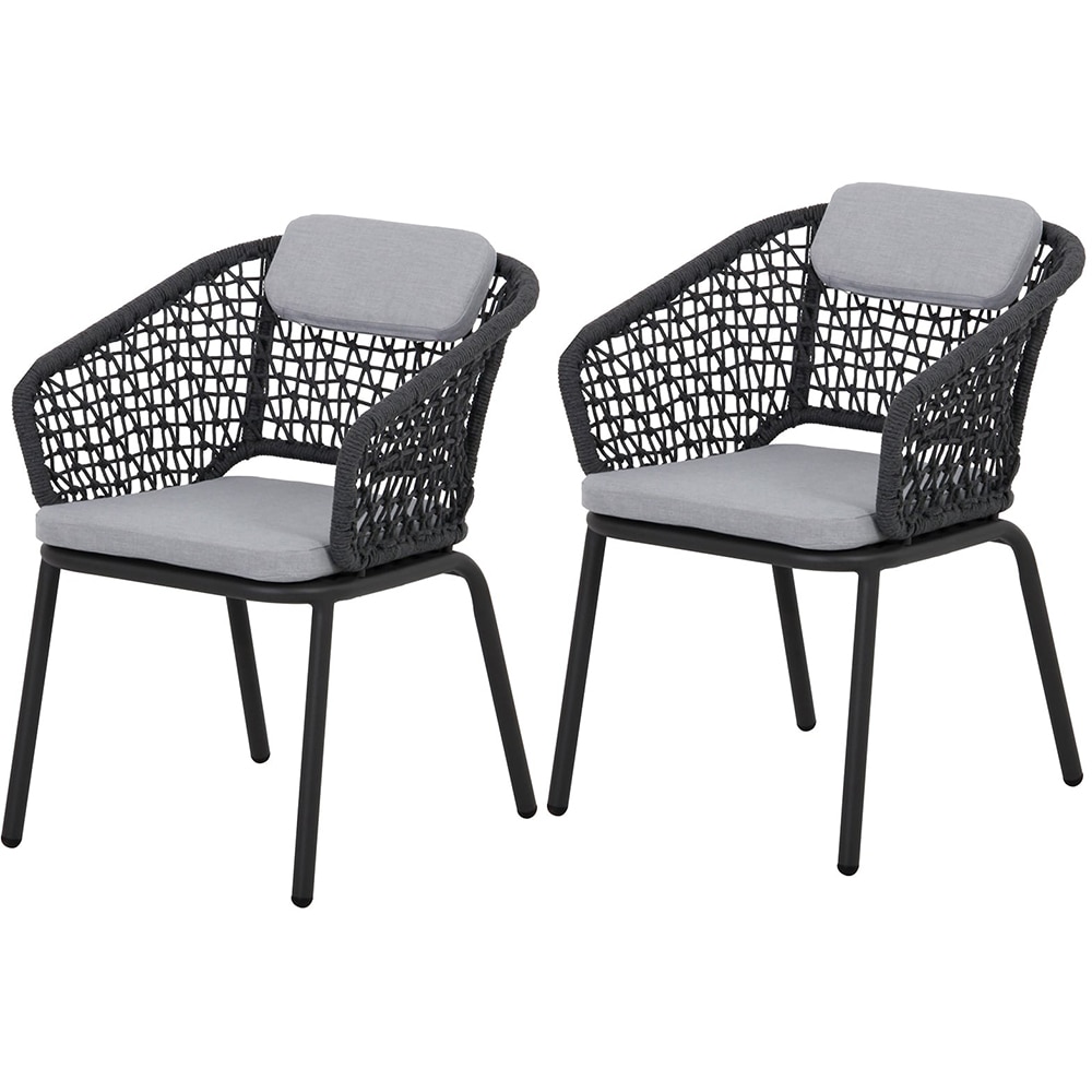 Scaun terasa MYRIA Oscar, aluminiu, 57 x 62 x 75 cm, gri inchis, 2 bucati