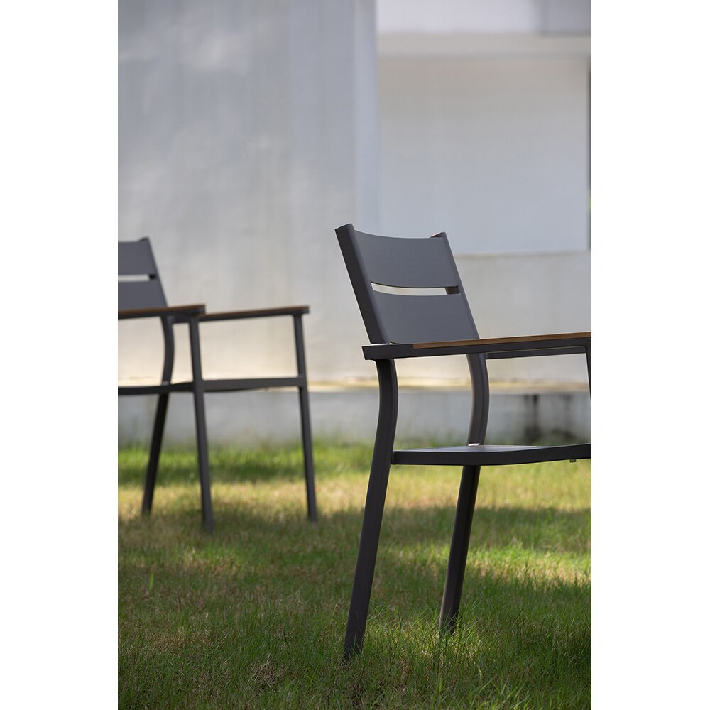 Scaun terasa MYRIA Simmons, aluminiu, 56 x 56 x 80 cm, gri inchis