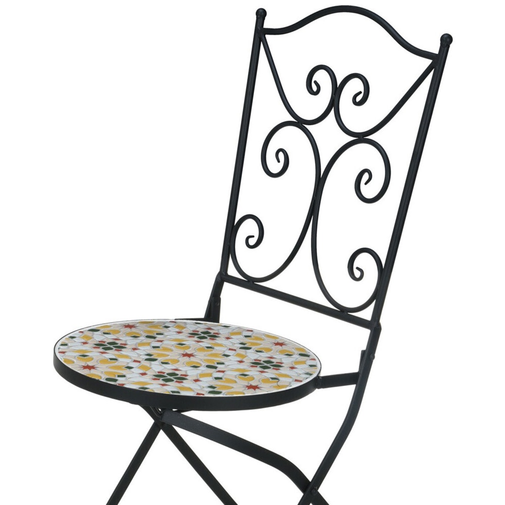Scaun terasa AMBIANCE Bistro Mosaic Retro, metal, 38 x 38 x 90 cm, multicolor