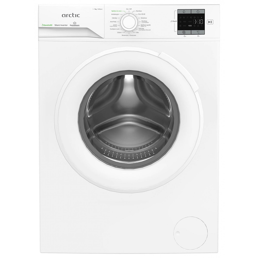 Masina de spalat rufe frontala ARCTIC APLM1WFSU17210W, Extra Steam, 7 kg, 1200rpm, Clasa A, alb