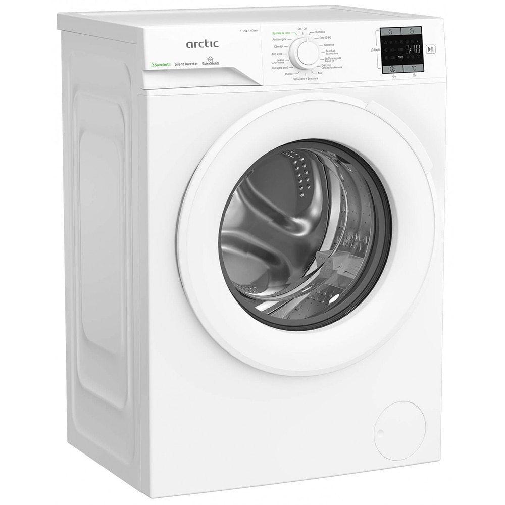 Masina de spalat rufe frontala ARCTIC APLM1WFSU17210W, Extra Steam, 7 kg, 1200rpm, Clasa A, alb