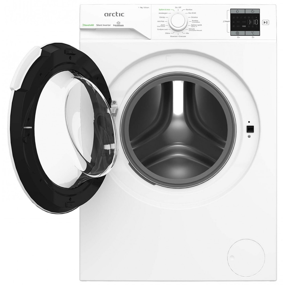 Masina de spalat rufe frontala ARCTIC APLM1WFSU17210W, Extra Steam, 7 kg, 1200rpm, Clasa A, alb