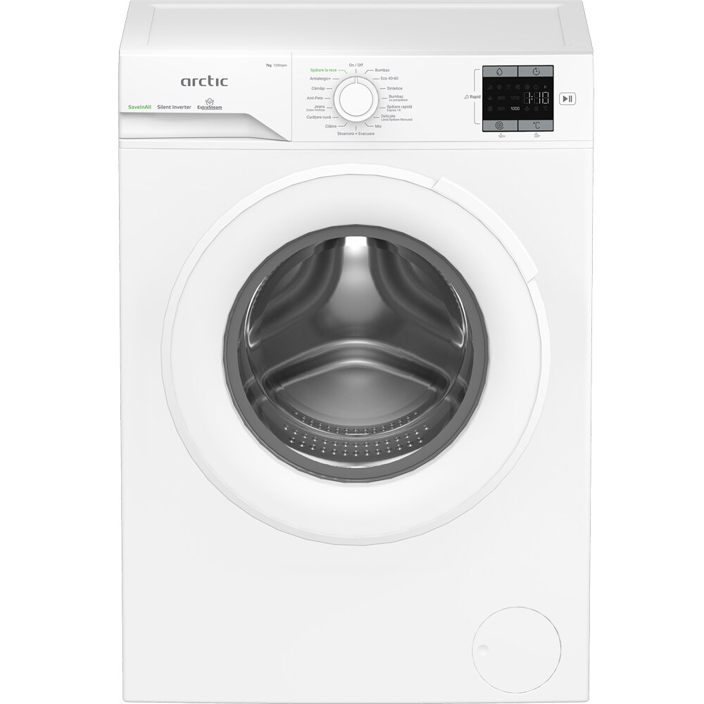 Masina de spalat rufe frontala ARCTIC APLM1WFSU17210W, Extra Steam, 7 kg, 1200rpm, Clasa A, alb