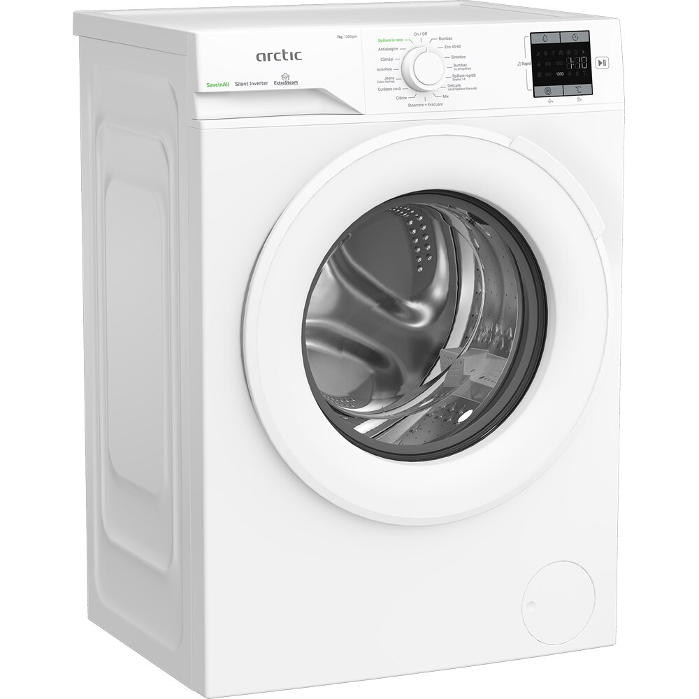 Masina de spalat rufe frontala ARCTIC APLM1WFSU17210W, Extra Steam, 7 kg, 1200rpm, Clasa A, alb