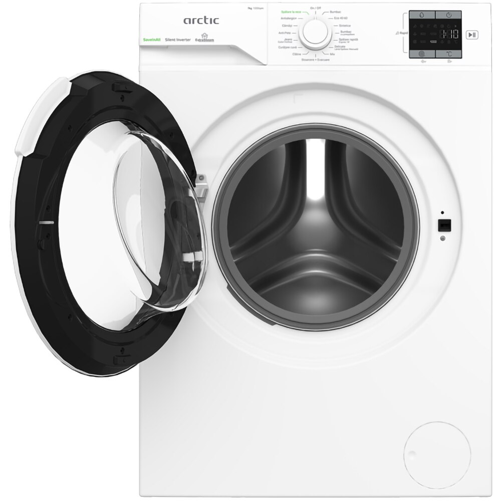 Masina de spalat rufe frontala ARCTIC APLM1WFSU17210W, Extra Steam, 7 kg, 1200rpm, Clasa A, alb