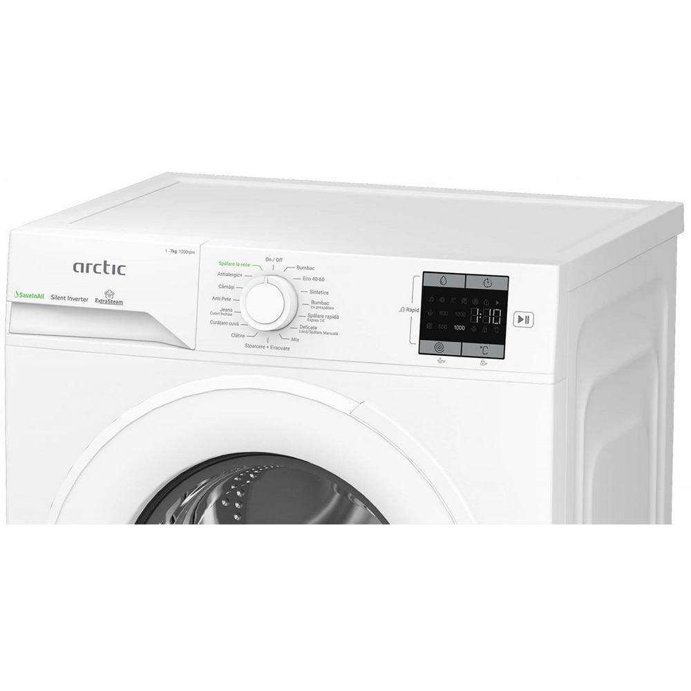Masina de spalat rufe frontala ARCTIC APLM1WFSU17210W, Extra Steam, 7 kg, 1200rpm, Clasa A, alb