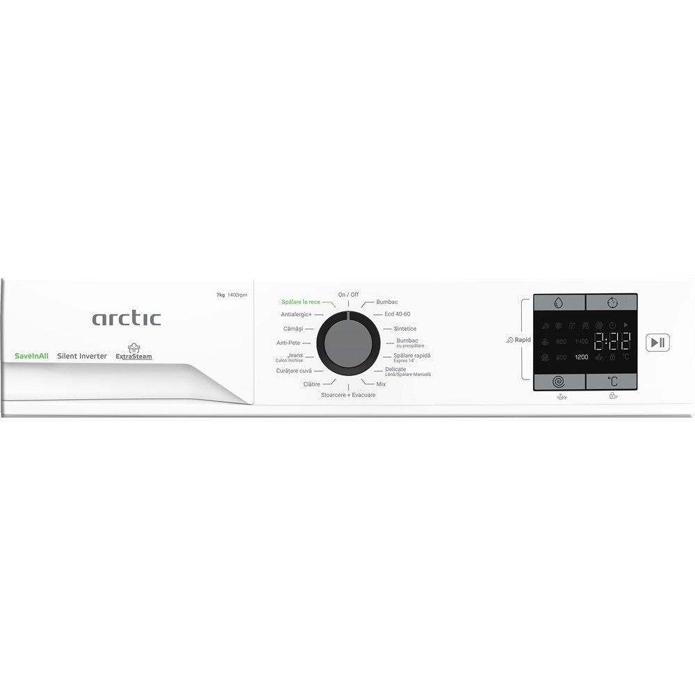 Masina de spalat rufe frontala ARCTIC APLM1WFSU17410W, Extra Steam, 7 kg, 1400rpm, Clasa A, alb