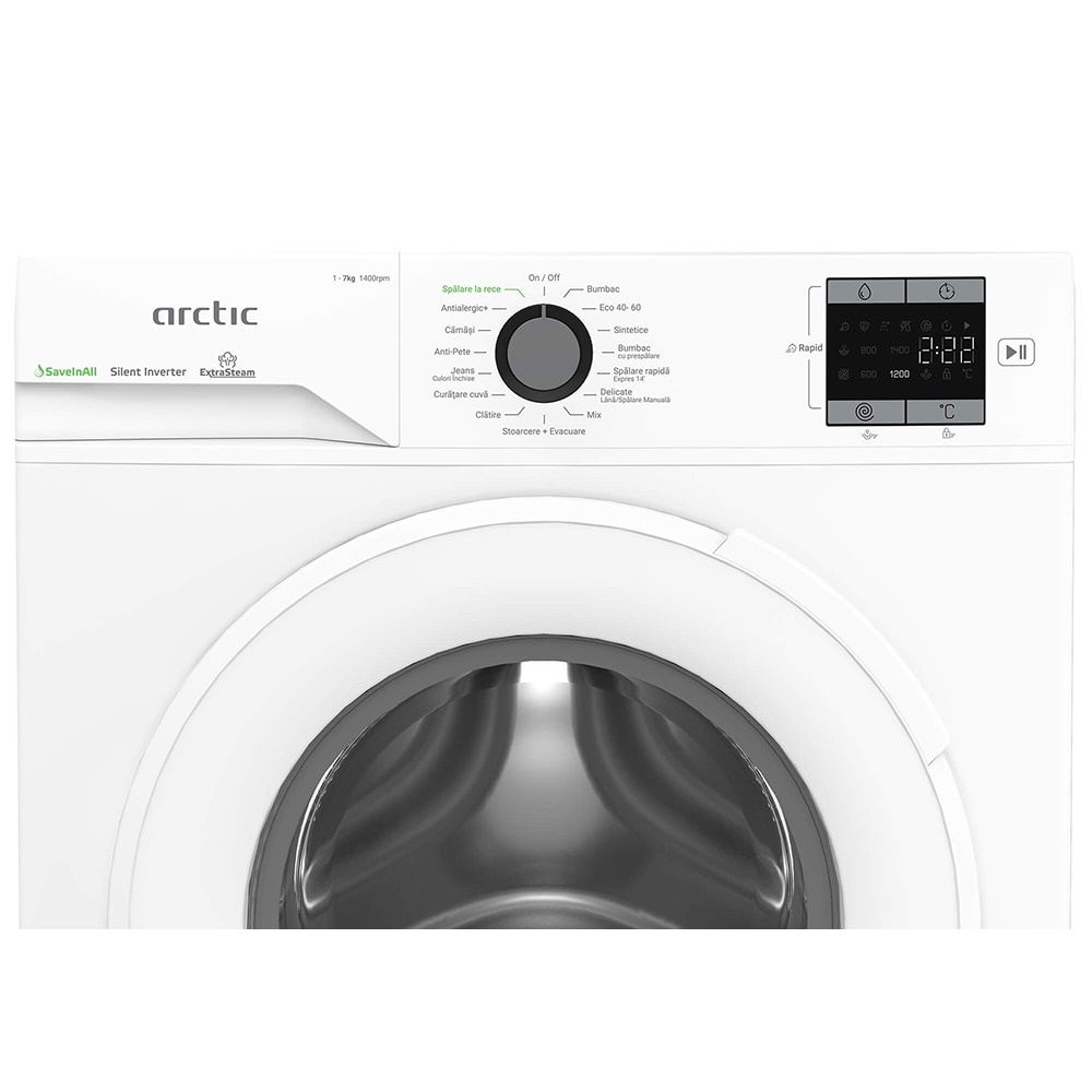 Masina de spalat rufe frontala ARCTIC APLM1WFSU17410W, Extra Steam, 7 kg, 1400rpm, Clasa A, alb