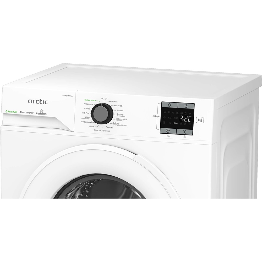 Masina de spalat rufe frontala ARCTIC APLM1WFSU17410W, Extra Steam, 7 kg, 1400rpm, Clasa A, alb
