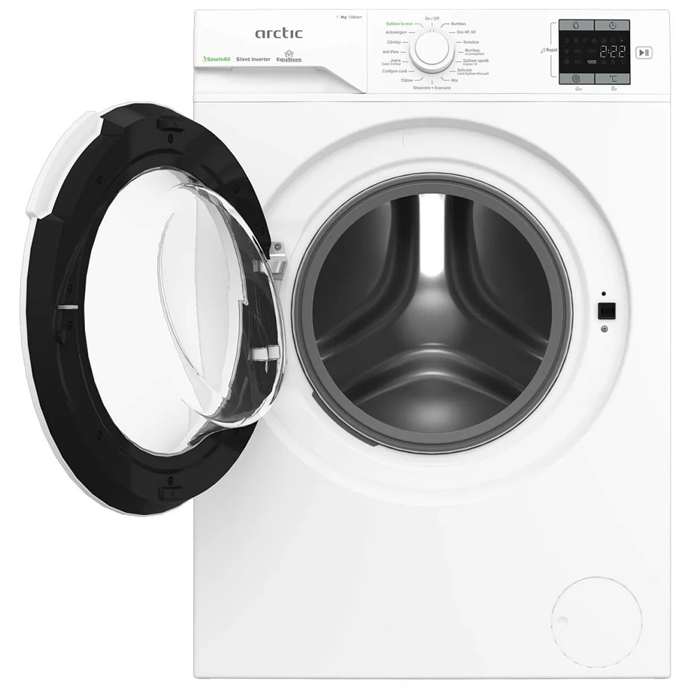 Masina de spalat rufe frontala ARCTIC APLM1WFSU18210W, Extra Steam, 8 kg, 1200rpm, Clasa A, alb
