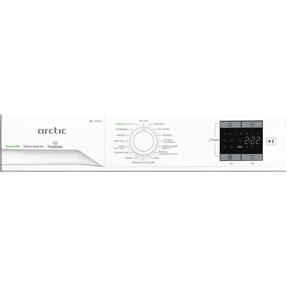 Masina de spalat rufe frontala ARCTIC APLM1WFSU18210W, Extra Steam, 8 kg, 1200rpm, Clasa A, alb