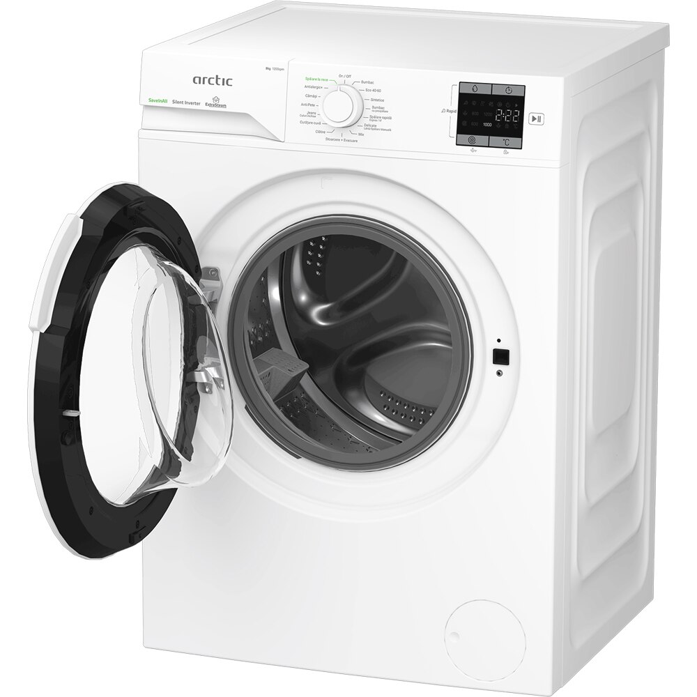 Masina de spalat rufe frontala ARCTIC APLM1WFSU18210W, Extra Steam, 8 kg, 1200rpm, Clasa A, alb