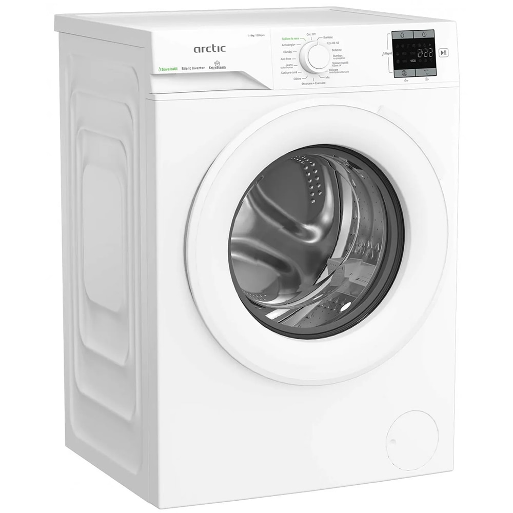 Masina de spalat rufe frontala ARCTIC APLM1WFSU18210W, Extra Steam, 8 kg, 1200rpm, Clasa A, alb