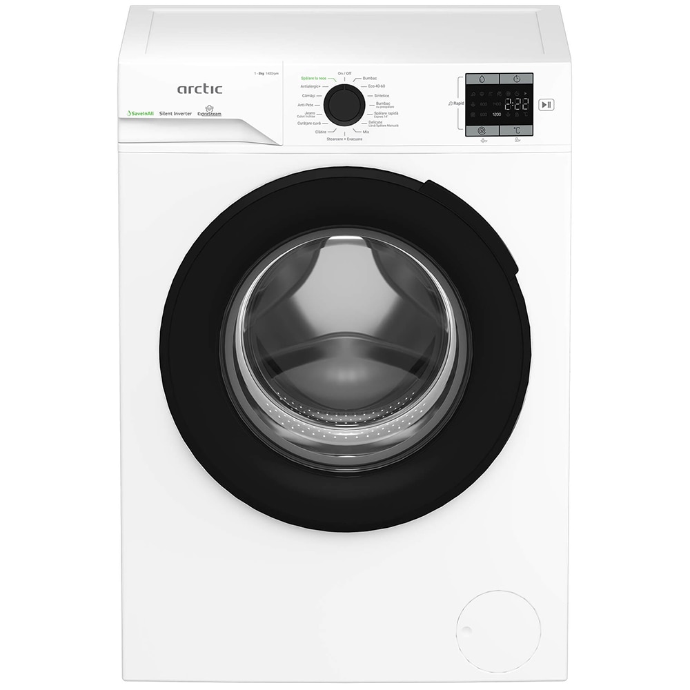 Masina de spalat rufe frontala ARCTIC APLM1WFSU18410W, Extra Steam, 8 kg, 1400rpm, Clasa A, alb