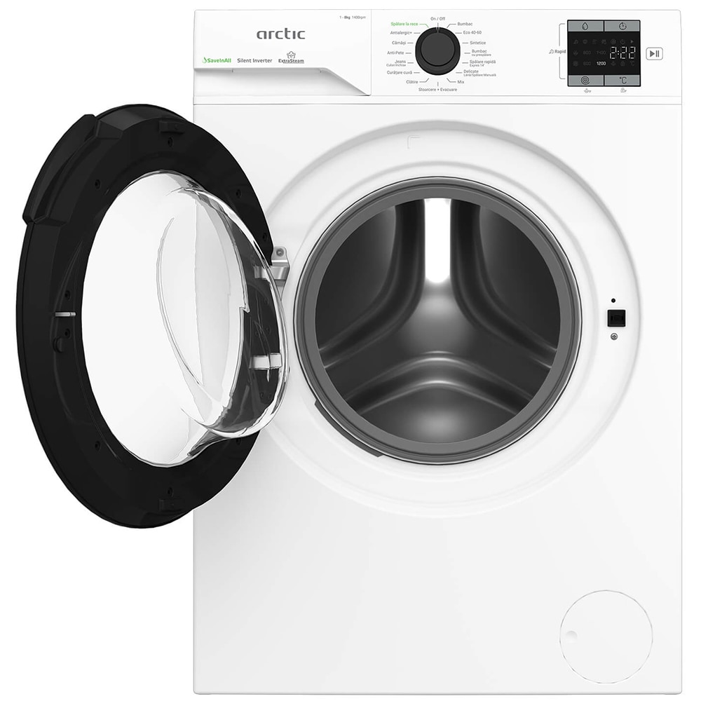 Masina de spalat rufe frontala ARCTIC APLM1WFSU18410W, Extra Steam, 8 kg, 1400rpm, Clasa A, alb