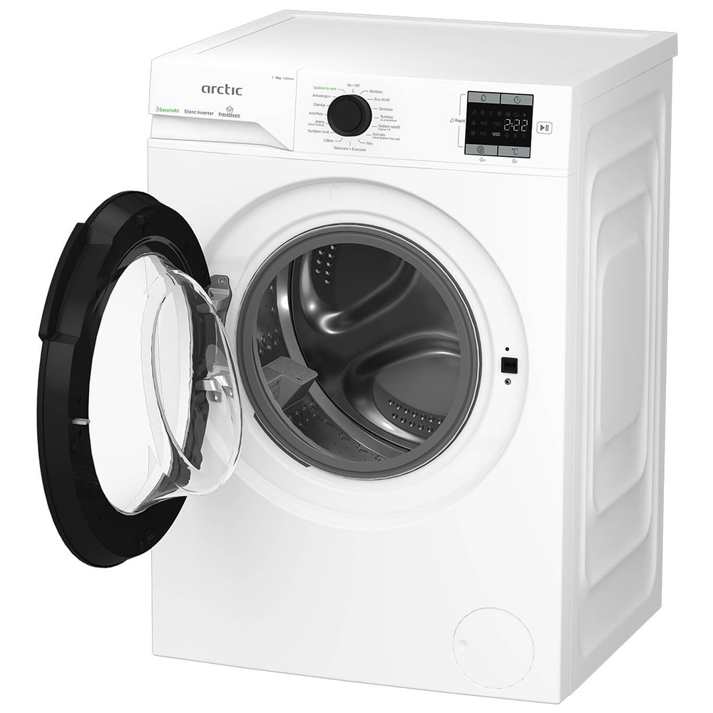 Masina de spalat rufe frontala ARCTIC APLM1WFSU18410W, Extra Steam, 8 kg, 1400rpm, Clasa A, alb