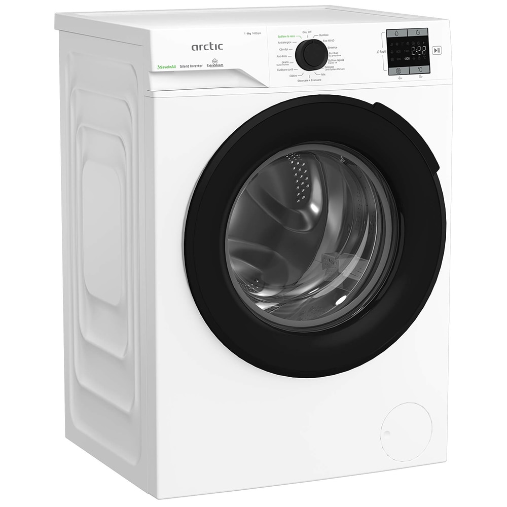 Masina de spalat rufe frontala ARCTIC APLM1WFSU18410W, Extra Steam, 8 kg, 1400rpm, Clasa A, alb