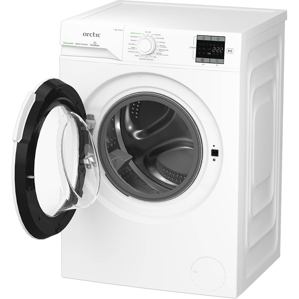Masina de spalat rufe frontala ARCTIC APLM1WFSU19210W, ExtraSteam, 9 kg, 1200rpm, Clasa A, alb