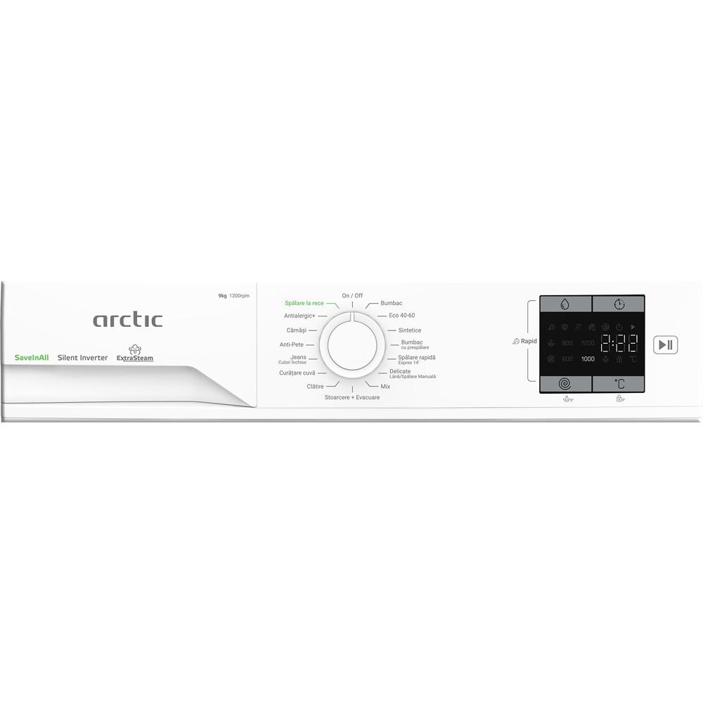 Masina de spalat rufe frontala ARCTIC APLM1WFSU19210W, ExtraSteam, 9 kg, 1200rpm, Clasa A, alb