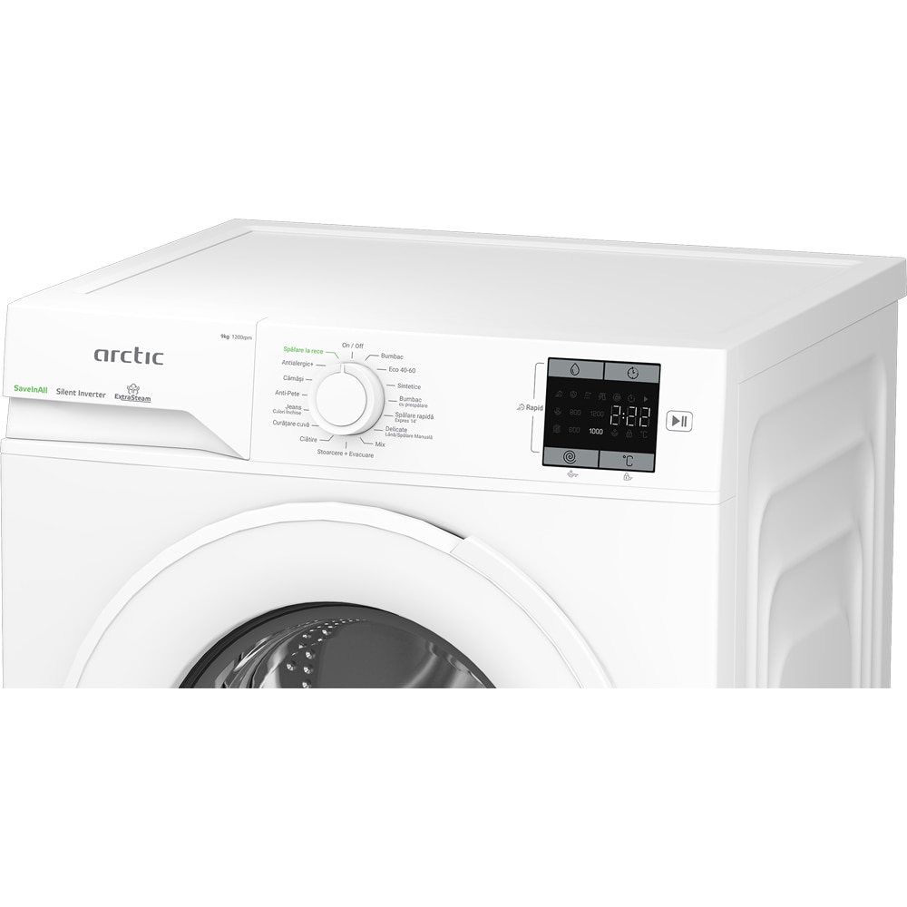 Masina de spalat rufe frontala ARCTIC APLM1WFSU19210W, ExtraSteam, 9 kg, 1200rpm, Clasa A, alb