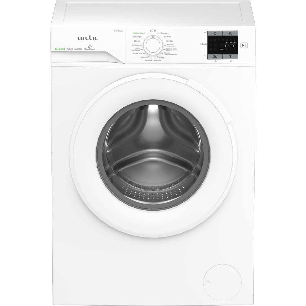 Masina de spalat rufe frontala ARCTIC APLM1WFSU19210W, ExtraSteam, 9 kg, 1200rpm, Clasa A, alb
