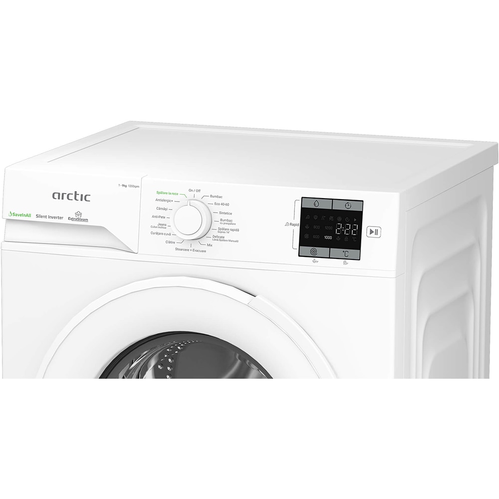 Masina de spalat rufe frontala ARCTIC APLM1WFSU19210W, ExtraSteam, 9 kg, 1200rpm, Clasa A, alb
