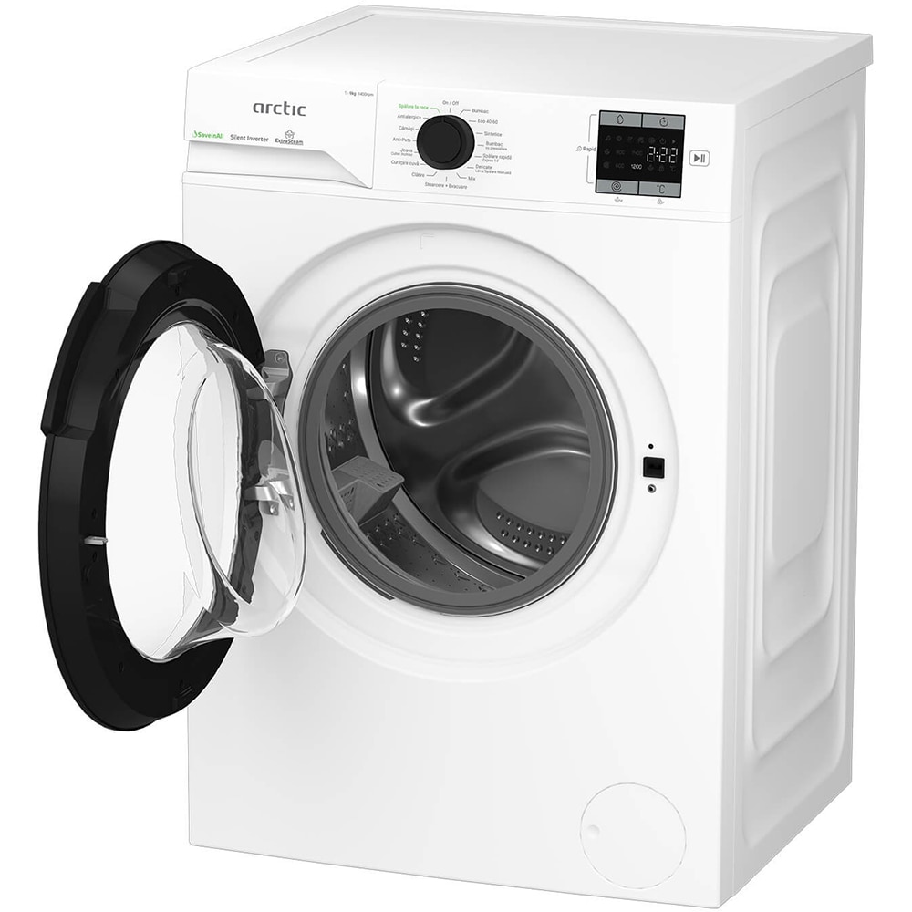 Masina de spalat rufe frontala ARCTIC APLM1WFSU19410W, Extra Steam, 9 kg, 1400rpm, Clasa A, alb