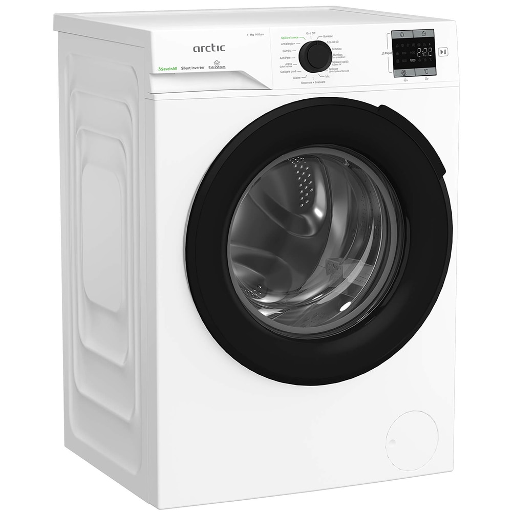 Masina de spalat rufe frontala ARCTIC APLM1WFSU19410W, Extra Steam, 9 kg, 1400rpm, Clasa A, alb