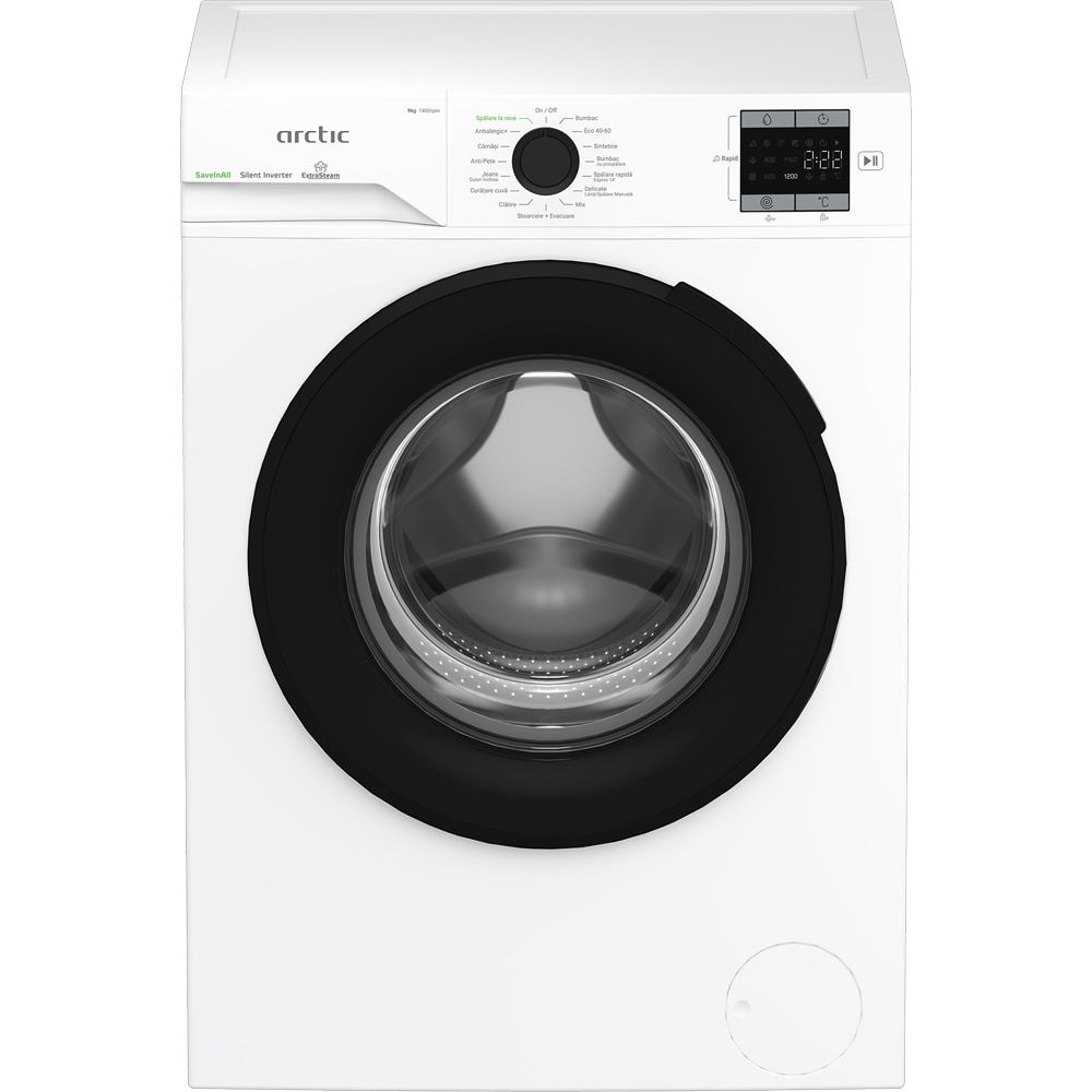 Masina de spalat rufe frontala ARCTIC APLM1WFSU19410W, Extra Steam, 9 kg, 1400rpm, Clasa A, alb