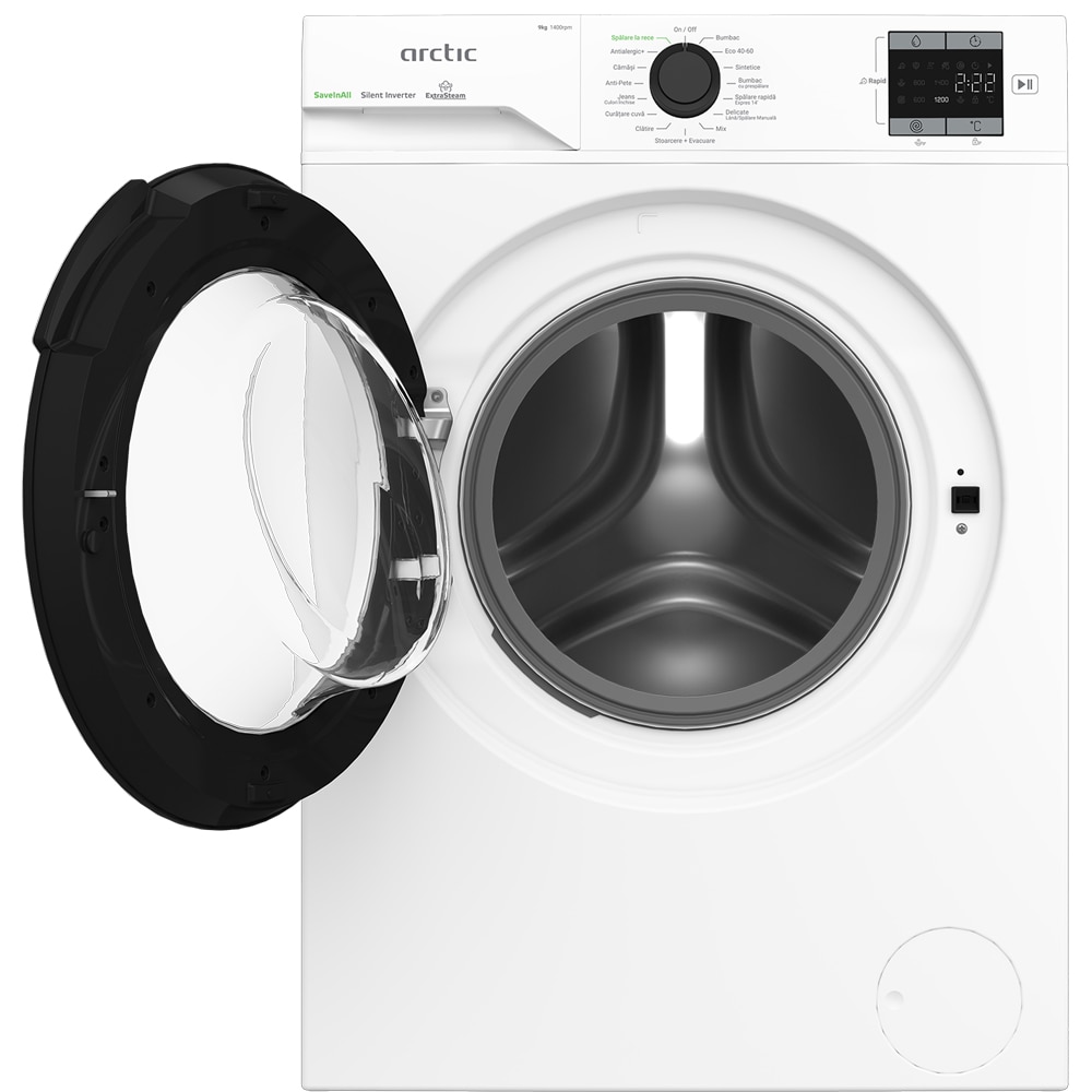 Masina de spalat rufe frontala ARCTIC APLM1WFSU19410W, Extra Steam, 9 kg, 1400rpm, Clasa A, alb
