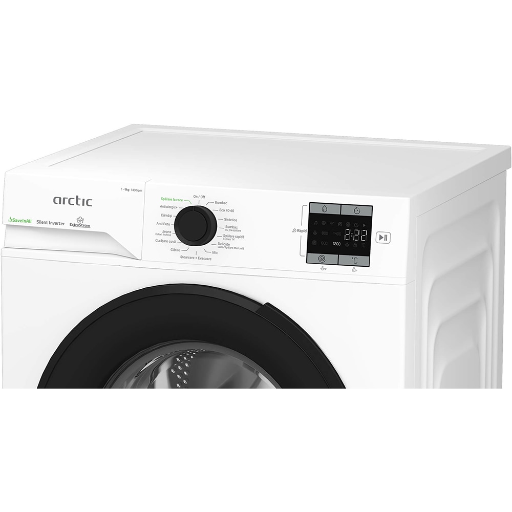 Masina de spalat rufe frontala ARCTIC APLM1WFSU19410W, Extra Steam, 9 kg, 1400rpm, Clasa A, alb