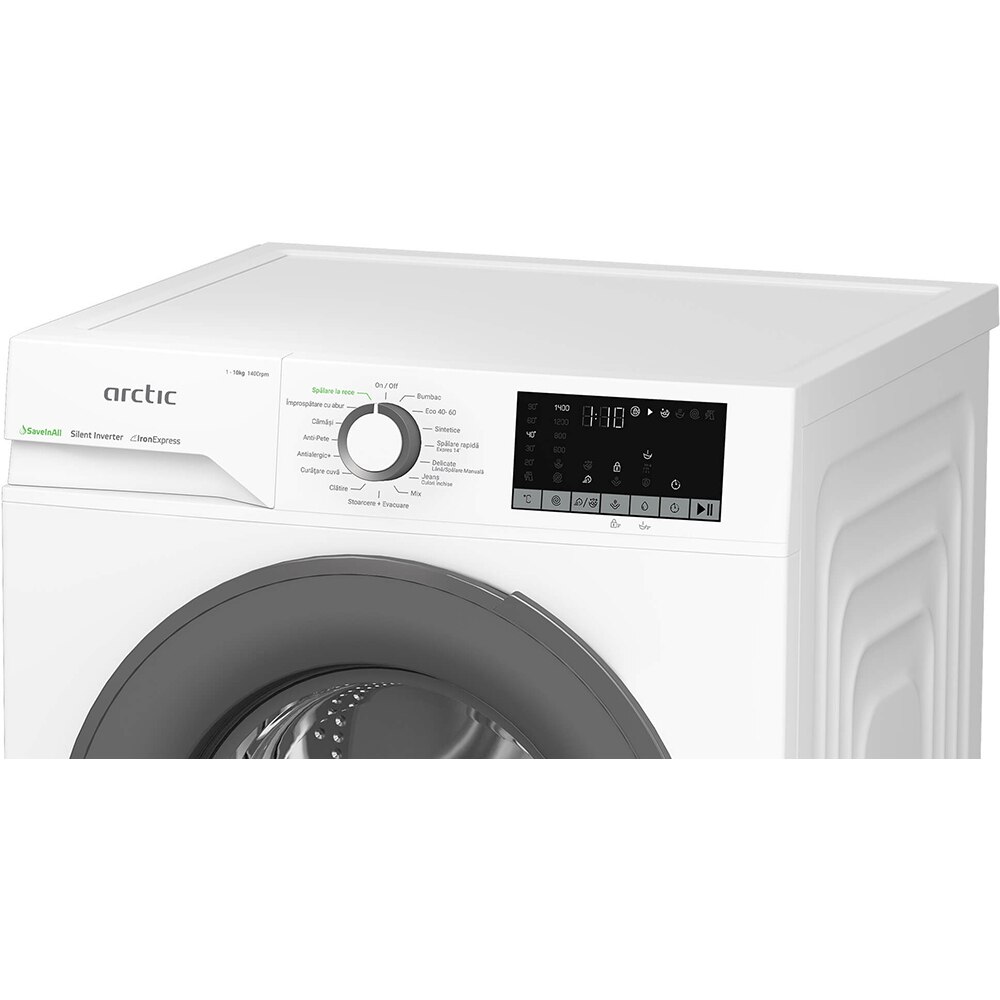 Masina de spalat rufe frontala ARCTIC APLM2WFSU210411W, Extra Steam, 10 kg, 1400rpm, Clasa A, alb