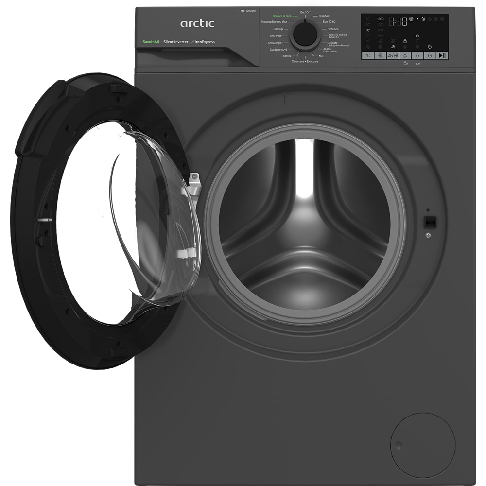 Masina de spalat rufe frontala ARCTIC APLM2WFSU27211S, ExtraSteam, 7 kg, 1200rpm, Clasa A, antracit