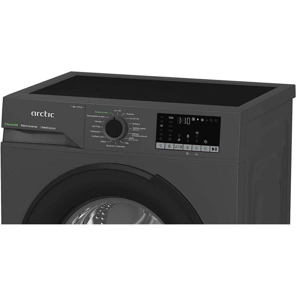 Masina de spalat rufe frontala ARCTIC APLM2WFSU27211S, ExtraSteam, 7 kg, 1200rpm, Clasa A, antracit