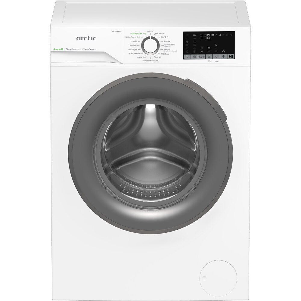 Masina de spalat rufe frontala ARCTIC APLM2WFSU27211W, ExtraSteam, 7 kg, 1200rpm, Clasa A, alb